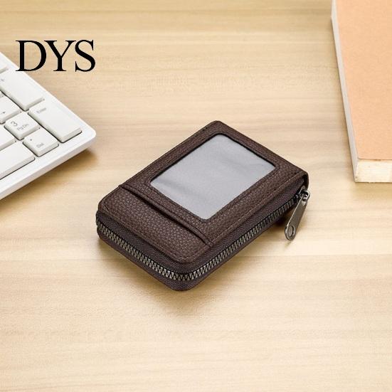 Minimalist Wallet with ID Window Slim Card Wallet, Thin Credit Holder Window, Solid Color Zip Closure Faux Leather Pouch for Cash Cards