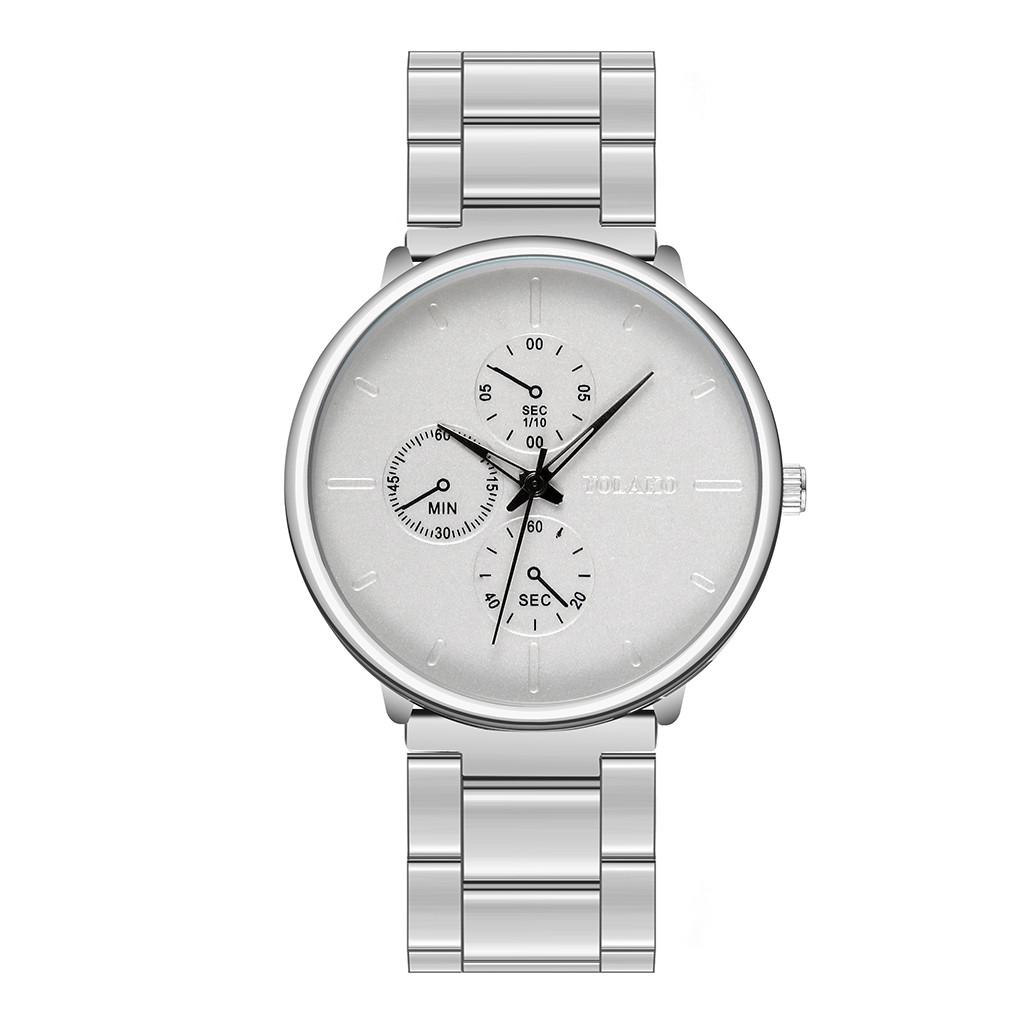 Men Wristwatch with Alloy Mesh Strap Military Quartz Watch Three-Eyed Simple Wristwatch Casual Men Wristwatch