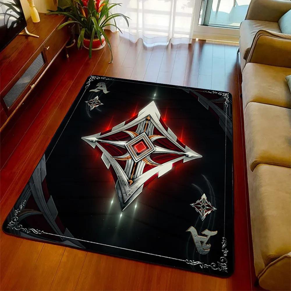 Moderne Malerei Pik Karte Poker Teppich Wohnzimmer Teppich Heimdeko Flur Fußmatte Rutschfest Küche Badezimmer Schlafzimmer Bodenmatte