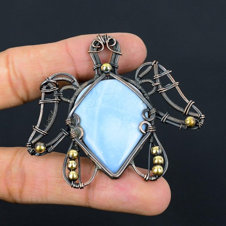Turtle Owyhee Opal Pendant Copper Wire Wrapped Pendant Owyhee Opal Gemstone Handmade Pendant Jewelry Owyhee Opal Jewelry Anniversary Gifts