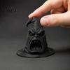Unique Halloween Party Favors 3D Printed Dark Big Mouth Wizard Hat Figurine, Scary Witch Desktop Figurines Tabletop Statue, Gothic Ornament