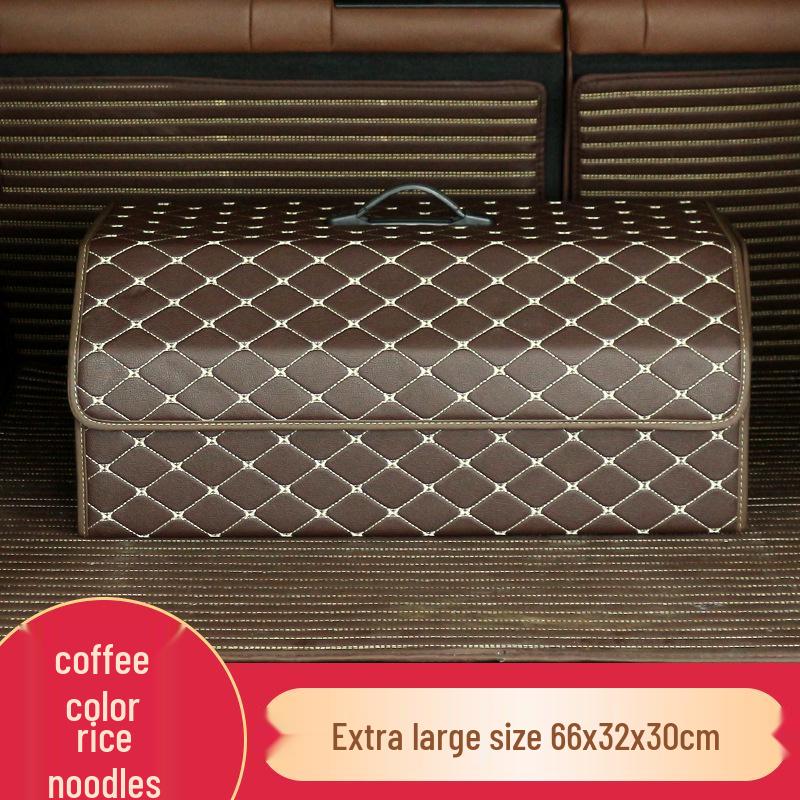 Trunk Storage Box: Multifunctional Folding Car Organizer with Logo-Printed Leather