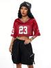 Maglia da Calcio da Donna con Scollo a V a Maniche Corte, Vestibilità Larga, in Rete, Stampa di Numeri e Lettere, T-shirt Oversize, Streetwear Y2K, Top Sportivo Casual Estivo