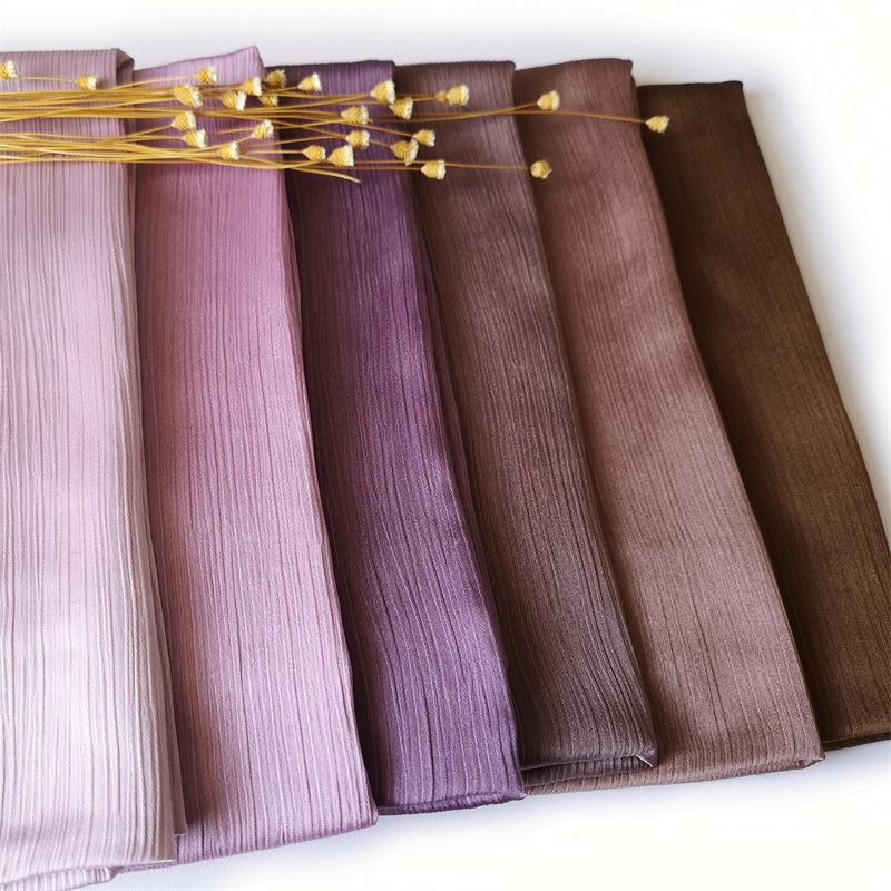 2023 Natural Wrinkled Solid Color Long Crepe Silk Scarf WJA14