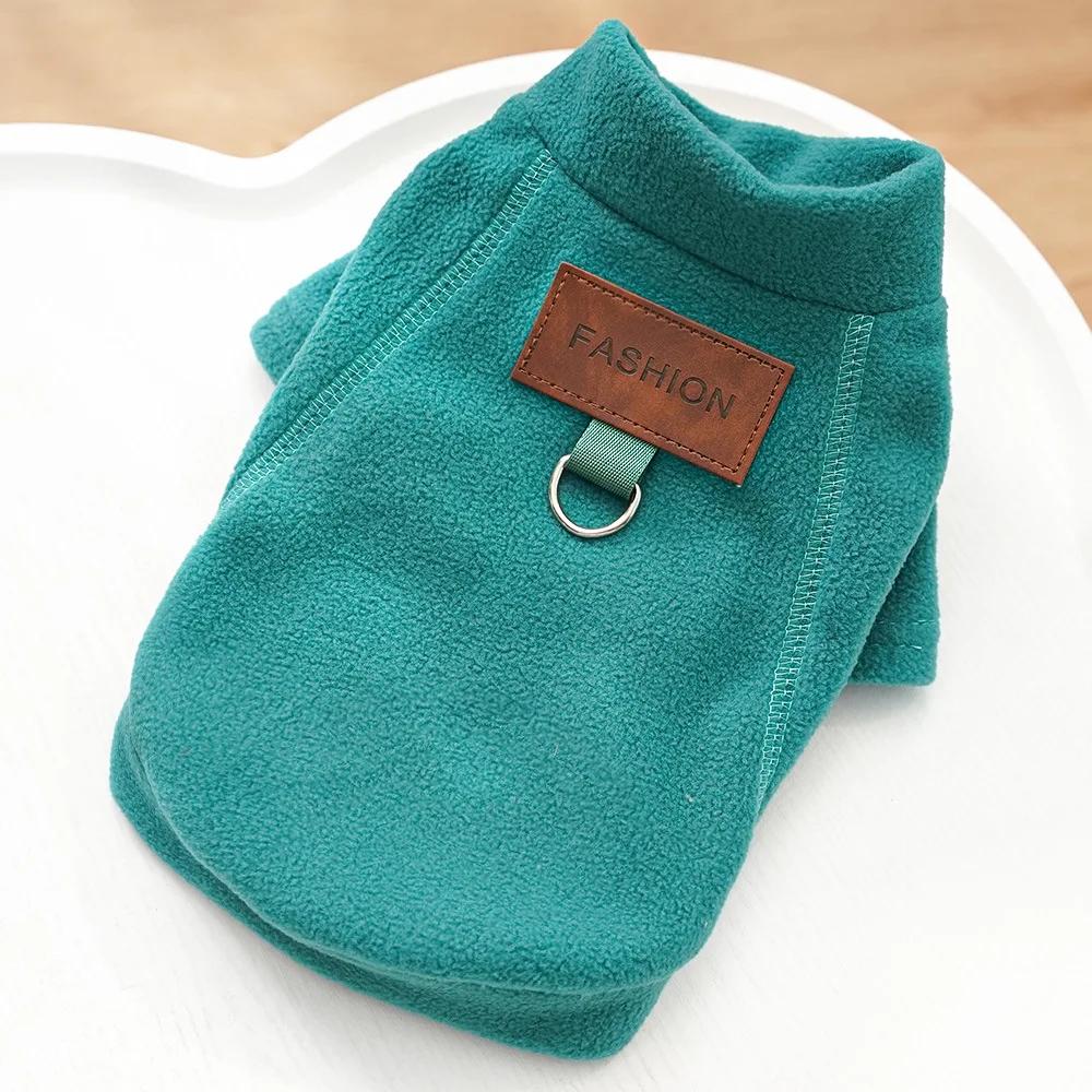 Haustier-Basishemd mit hohem Halsausschnitt, einfarbig, Herbst- und Winter-Basishemd aus Samt, Heimkleidung, Pyjama, Teddybär-Welpenkleidung