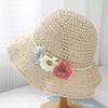 Garland flowers empty straw hat women summer travel sunscreen sunshade bucket hat women seaside vacation sun hat