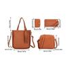 Elegant 4Pcs Women's PU Leather Shoulder Bag Set Crossbody Purse Shoulder Bag Card Holder Casual Handbag  Red