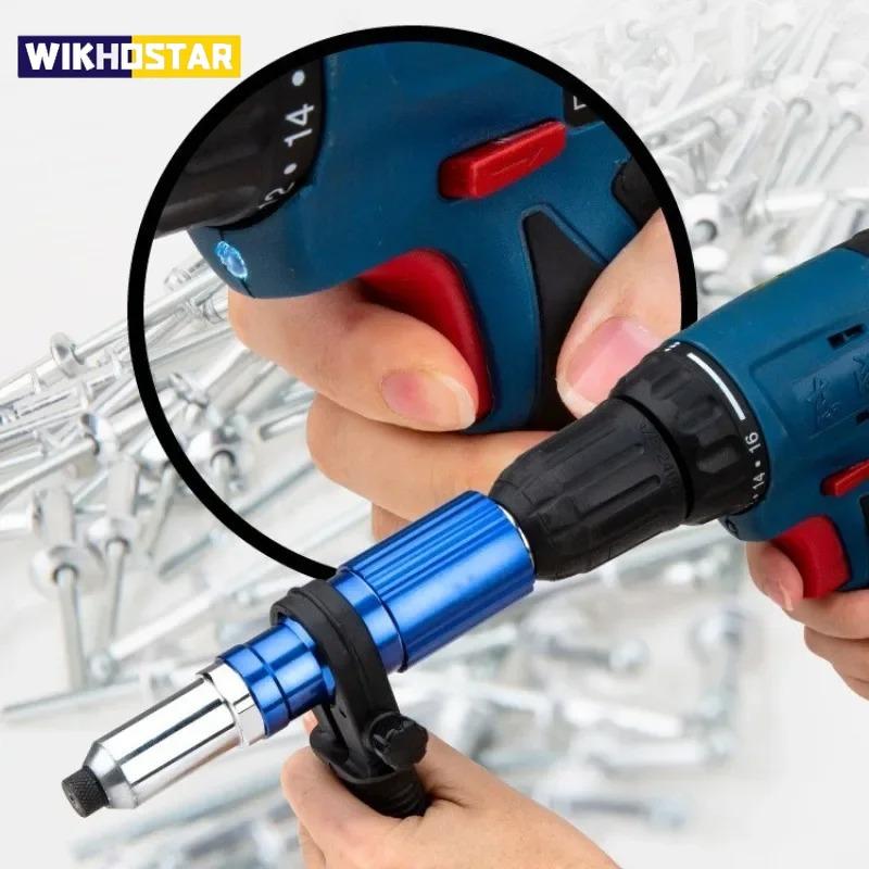 Elektryczny pistolet do nitowania 2.4mm-4.8mm nitonakrętka adapter do wiertarki akumulatorowe narzędzie do nitowania wkładka nakrętka pociągnij narzędzie do nitowania