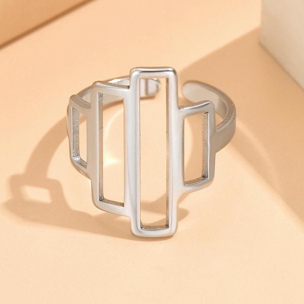 Unisex Cold Style Geometric Stainless Steel Open Ring