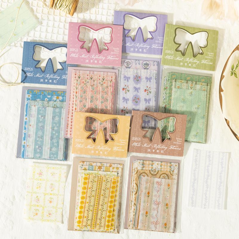 20sheets/1lot Kawaii Scrapbook Stickers Weaving Dreams and Reflecting Flowers Junk Journal Gold Planner Stationery Decorative