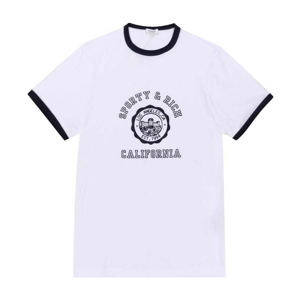 Sporty Rich Ringer Tee White California Emblem To073606205wh01