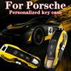 Für Porsche Panamera Cayenne Macan 718 Cayman Boxster 911 Taycan 10-25 Auto Grün Grello Lackierte Schlüsseletui Schutzschale Abdeckung