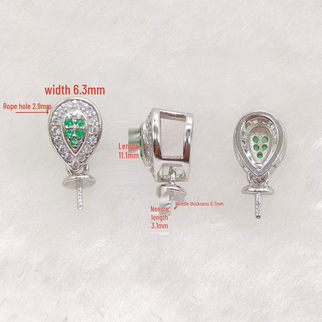 S925 Sterling Silver Geometric Pendant Clasp for DIY Pearl/Jade Setting