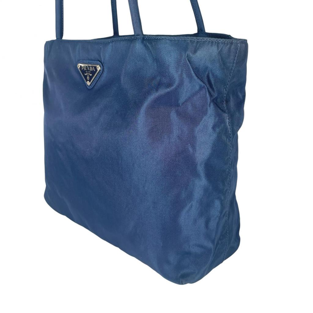 PRADA Triangular logo Shoulder Bag blue Women used
