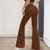 Women Pants High Waist Slim Fit Loose Leg Trousers Pure Color Yoga Running Walking Volleyball Flared Pants Everyday Wear
