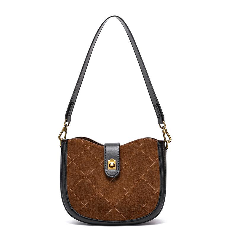 Genuine leather Saddle Bag for Women, High-end Feel; Cowhide Underarm Bag, Stylish Single-shoulder Crossbody Bag