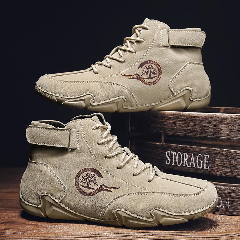 Мужские кожаные ботинки ручной работы. Осенние повседневные кожаные туфли из спилка — фото 8