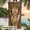 Tiger Art Poster Theme Quick Dry Beach Towel Custom Name Text Print Large Sand Resistant Towel Beach Vacation