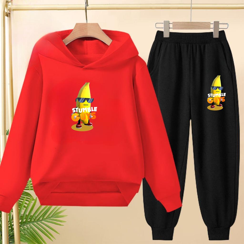 Felpa con cappuccio per bambini 3-12 anni Stampa Anime GUYS Cappotto Affascinante Felpa+Pantaloni Bambini Ragazze Neonato Set Trendy per il Tempo Libero