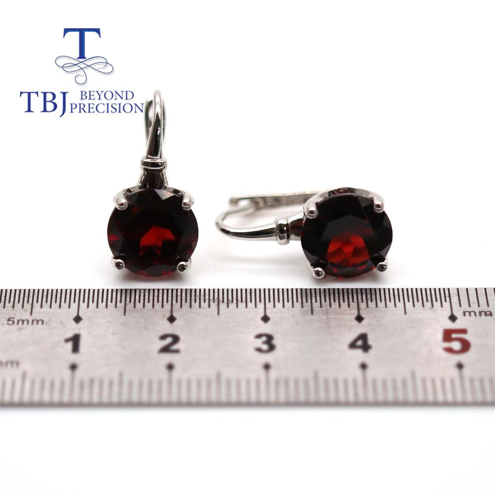 Set de bijuterii din argint cu piatră prețioasă granat roșu natural de 13 ct, rotund, 10 mm Cercei inel tăiat rotund, 10 mm, bijuterii fine pentru femei Purtare zilnică