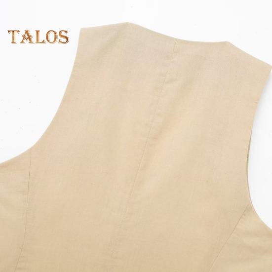 Women's Vest Top V Neck Single Breasted Sleeveless Coat Casual Waistcoat with Pockets Ladies Dressy Vest Jacket