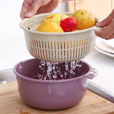 Panier de vidange en plastique de qualité alimentaire, bonne capacité de charge, 2 pièces/ensemble, passoire de vidange multifonctionnelle pour fruits et légumes, bol pour la maison