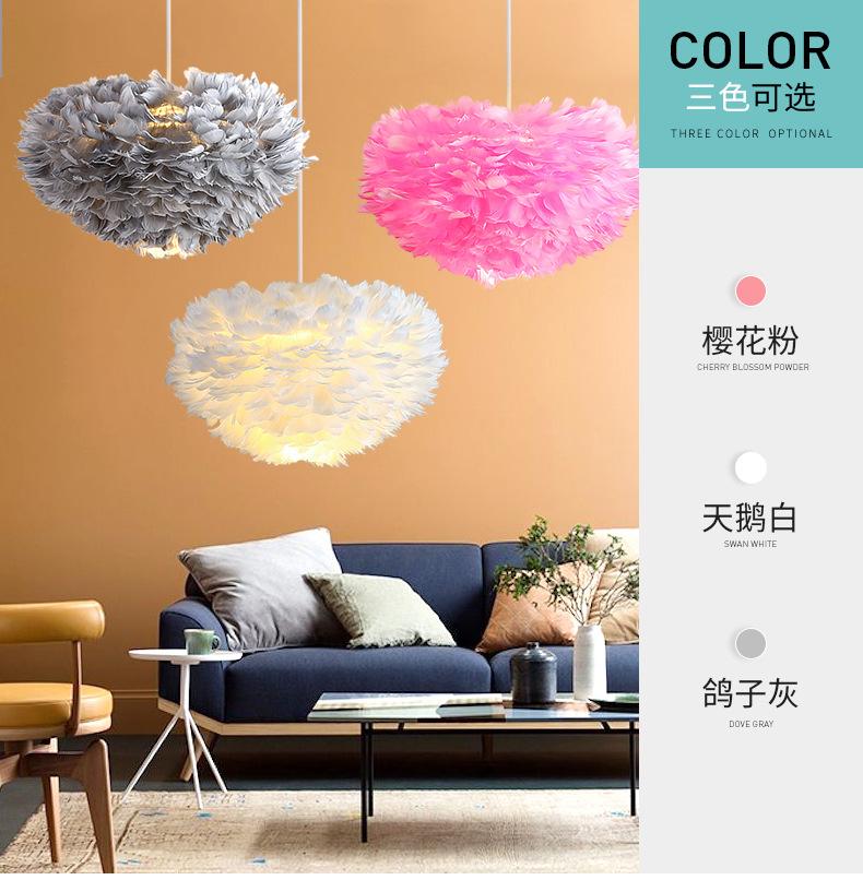 Lampy wiszące z piór Lampy Design Nordycki Lustre Vintage Loft Dekoracja Jadalnia Kuchnia Dom Oprawy Oświetleniowe LED