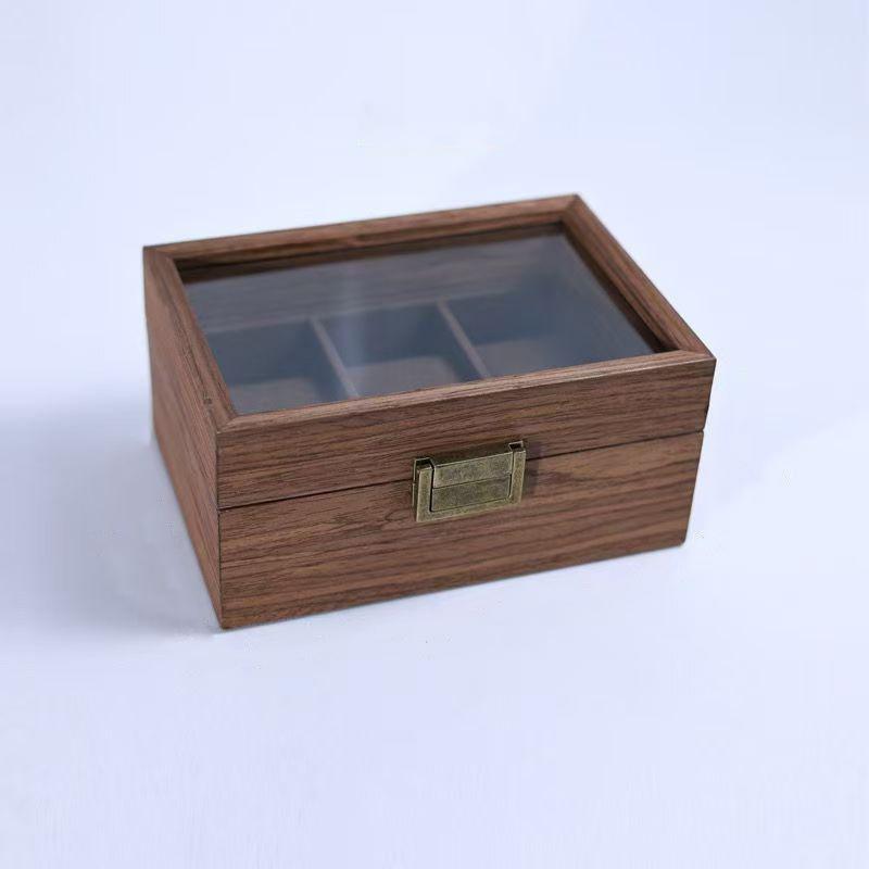 Retro Spot Wooden Watch Storage Display Box Black Walnut Collection Box Household 2-digit 4-digit Jewelry Storage Box