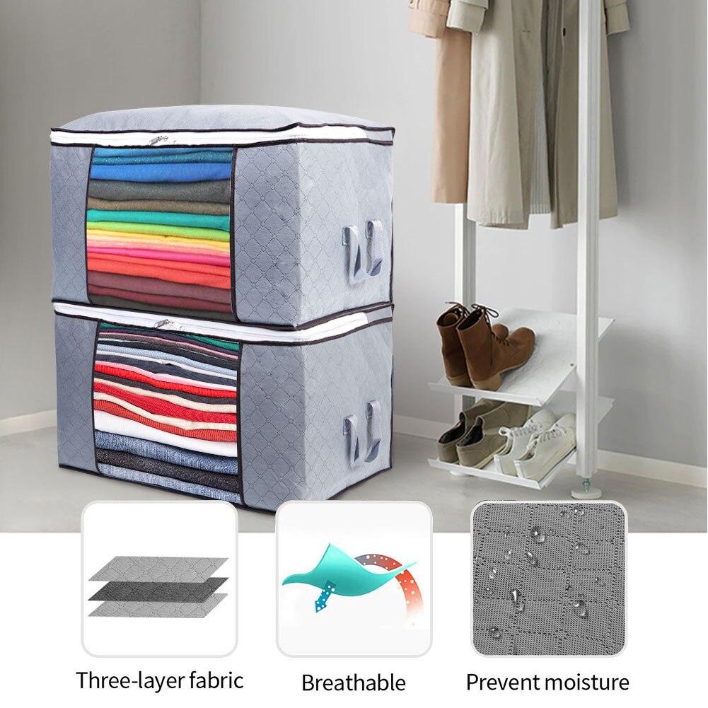 Large Capacity Non-Woven Clothes Quilt Storage Bag Dust-Proof Sweater Blanket Organizer Box Foldable Sorting Pouche Home Storage