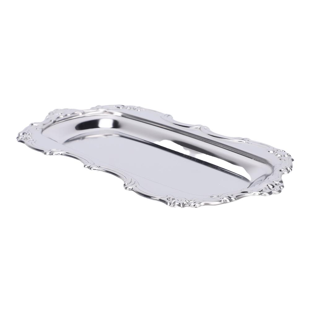 Vintage Trinket Dish Jewelry Tray Stainless Steel Small Serving Tray Decorative Platter for Desserts Fruit Perfume Wedding