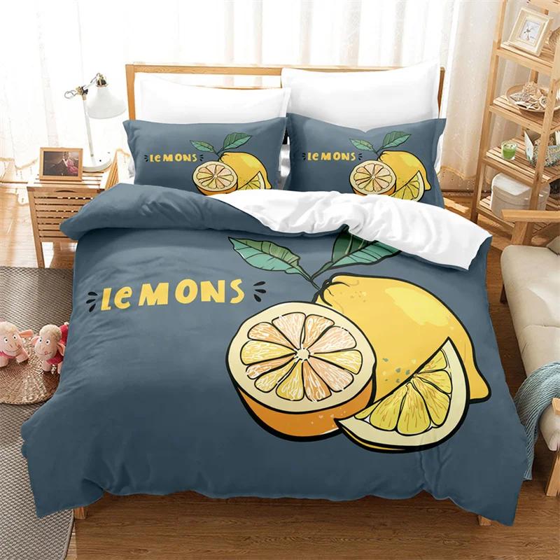 Cartoon Fruit Duvet Cover Tropical Avocado Bedding Set Microfiber Comforter Cover King For Kids Teen Room Decor Birthday Present