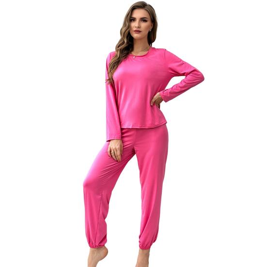 

Женский пижамный комплект из 2 предметов: топ с длинным рукавом и брюки-джоггеры. Комплект пижамы на осень, свободная домашняя одежда для отдыха. S розы красного