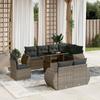 9 Piece Grey Garden Sofa Set with Cushions Poly Rattan