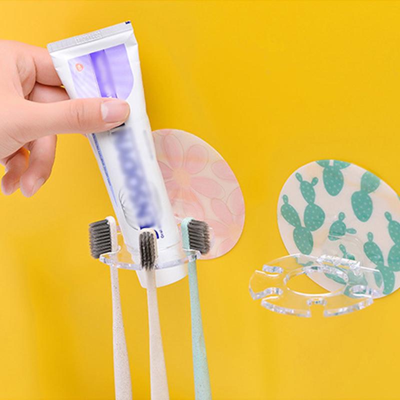 1Pcs Bathroom Toothbrush Holder Strong Suction Toothpaste Storage Rack Bath Organizer Accessories