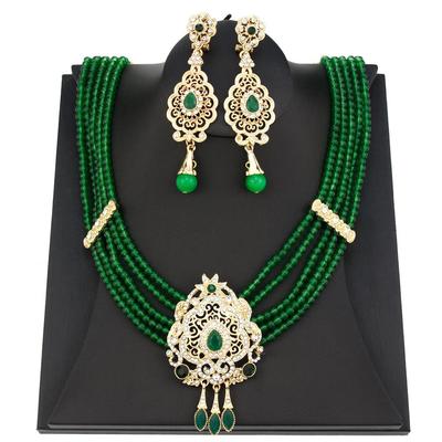 Gold Farbe Perlen Kette Halsband Halskette Kristall Braut Schmuck Set Tropfen Ohrring Frauen Hochzeit Bijoux