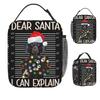 Dachshund Sausage Dog Christmas Lunch Bag Portable Zipper Lunch Box Beach Graphic Design Cooler Bag Casual Thermal Lunch Bags