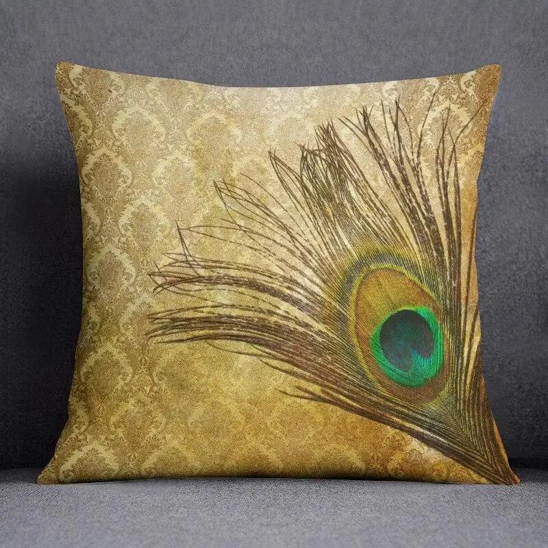 45Cm*45Cm Peacock Feather Series Pillow Decorative Pillow Bedroom Sofa Car Cushion Cover Pillowcase
