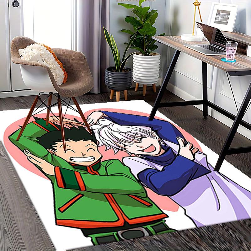 1pc Anime Cartoon Design Office Chair Mat - Inuyasha and Kagome Heart Shape Decorative Rug for Home Office, Festival Gift, Suitable for Offices, Livin