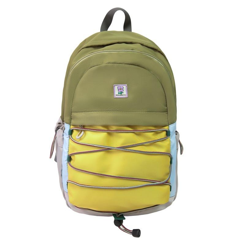 

Fresh and Sweet Color-blocking Backpack for Couples, Lightweight Travel and Mountaineering Backpack зелений