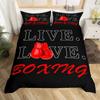 Boxing Sport Duvet Cover King Queen Golden Boxing Gloves Bedding Set Yellow Fire Print Comforter Cover Microfiber Quilt Cover