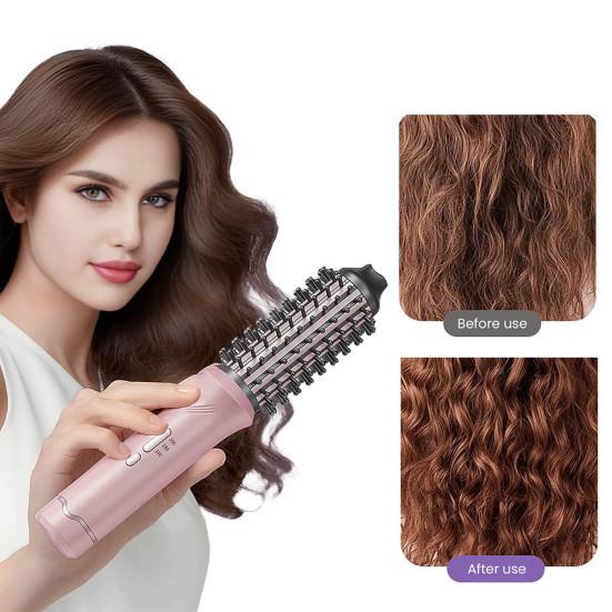 Cordless Hair Curling Iron Brush 3-in-1 Hair Curler Straightening Brush 5000mAh Thermal Hair Brush 3 Temperature Curling Wand for Women
