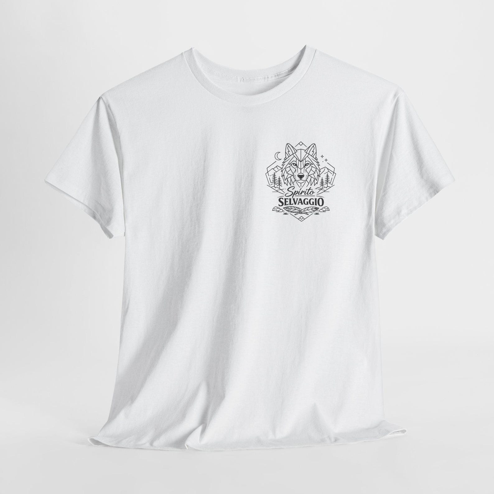 Wild Spirit Wolf Illustration Tee | Geometric Wolf, Forest Line Art S