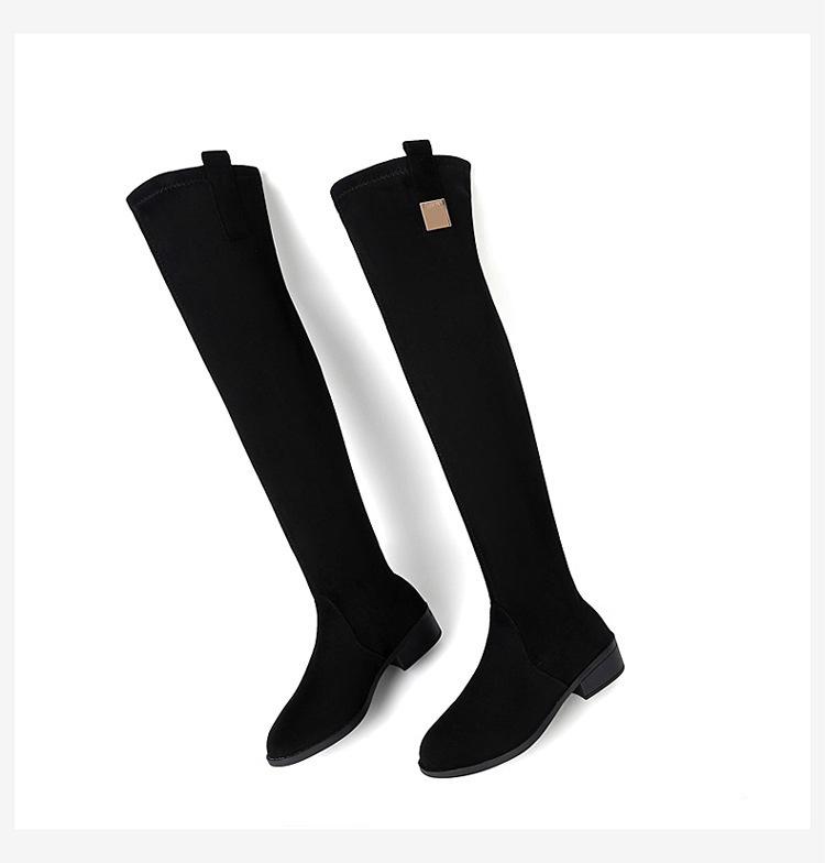 Autumn and Winter Knee Boots Pointed Thick Heel High Heel Boots Women's Thin Elastic Boots Thin Boots