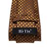 Hi-Tie Tmavě zlatá kostkovaná pánská hedvábná kravata s kravatou s manžetovými knoflíčky Hanky