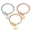 1pc Stainless Steel Bracelet With Heart Pendant, Double Heart OT Buckle Couple Bracelet Unisex