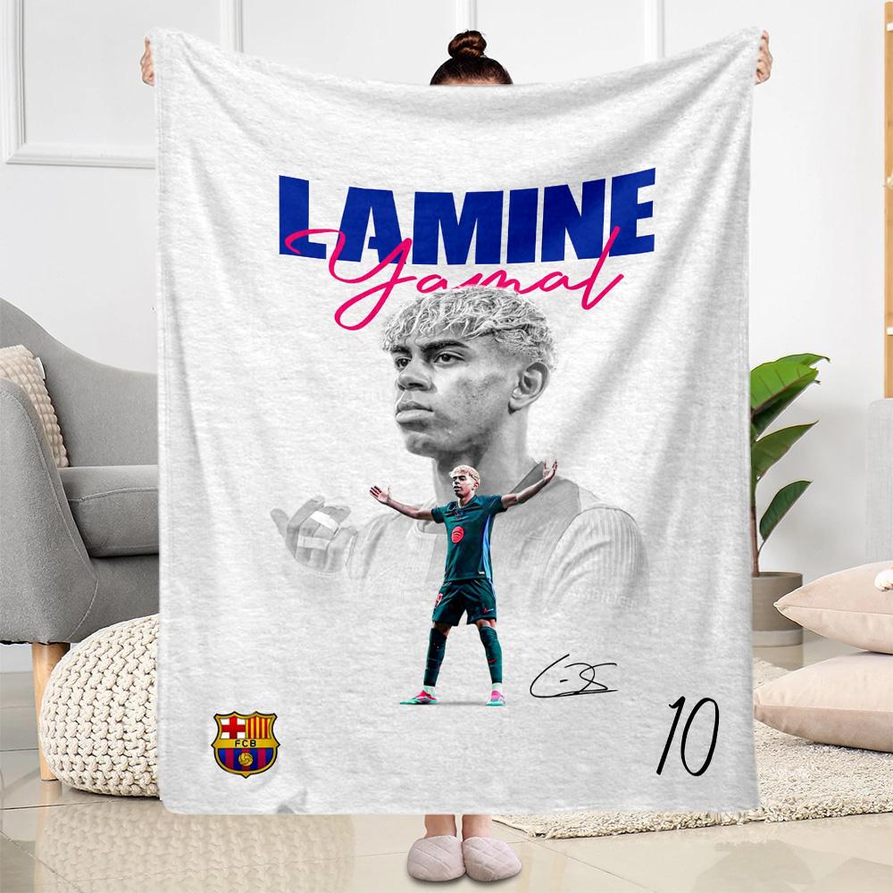 Lamine Yamal's Barcelona Player Celebration Blanket Warmthful Decor Great for Office Bed Sofa Four Seasons Universal Digital Print Gifts For Family Or