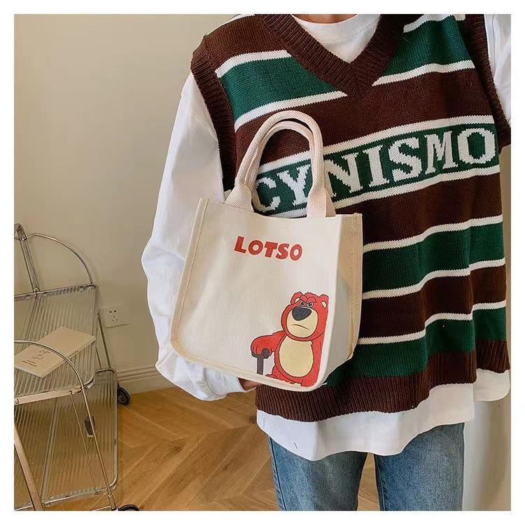 Women's Small Canvas Tote: Japanese & Korean Style Lunch & Handbag for Work or School