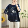 DIMANAF 2026 Plus Size New T-Shirt Women Shirts Flower Print Loose Casual O-Neck Lady Tops Tees Blouse Oversize Summer