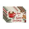 Festive Christmas Printed Linen Placemats - 4-Piece Set