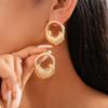 Cold Wind Simple Geometric Round Hollow Silver Needle Stud Earrings